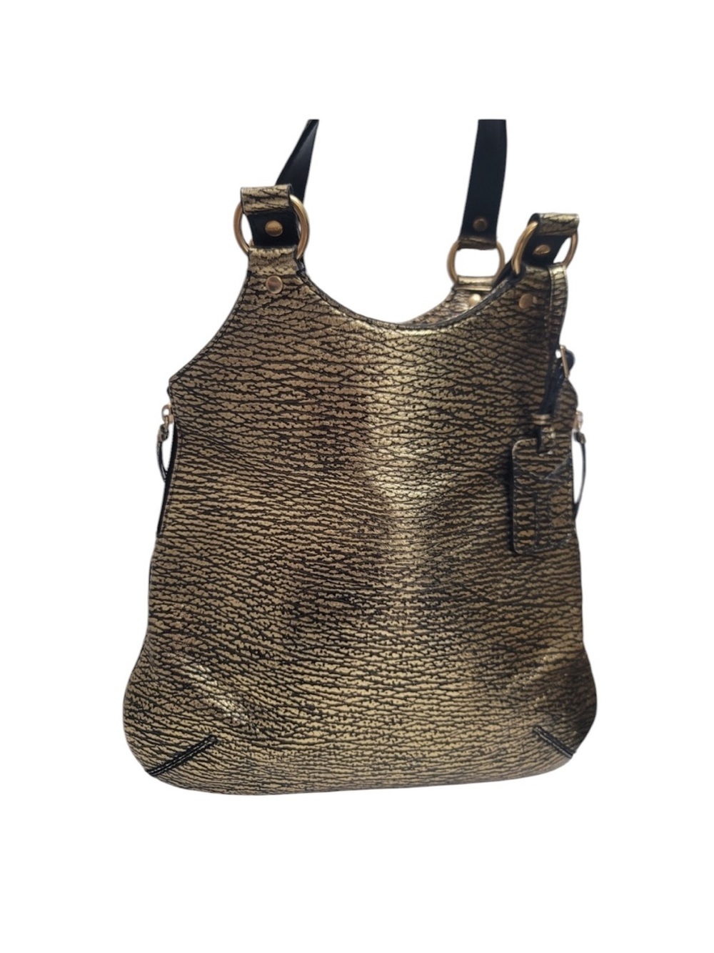 YVES SAINT LAURENT Metallic Gold Textured Leather Hobo Bag - Archival YSL - Picture 7 of 15